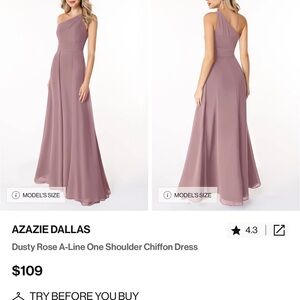Azazie Dallas Dusty Rose One Shoulder Chiffon Dress